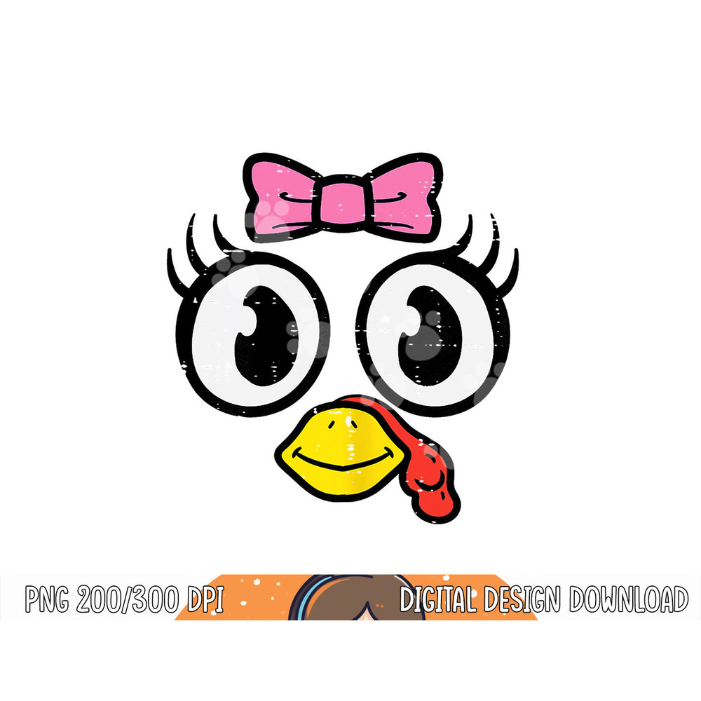Turkey Face Ribbon Cute Happy Thanksgiving Women Girls Kids png, sublimation copy.jpg