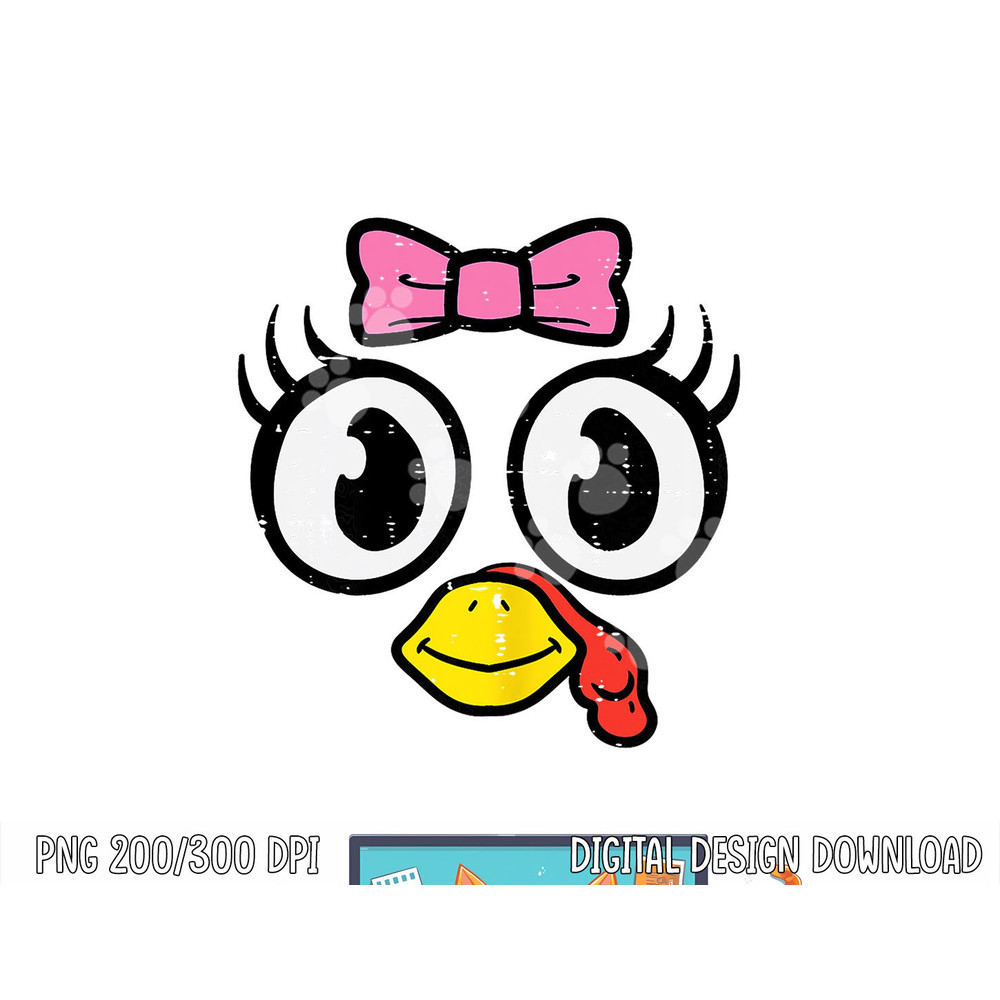 Turkey Face Ribbon Cute Happy Thanksgiving Women Girls Kids png, sublimation copy.jpg