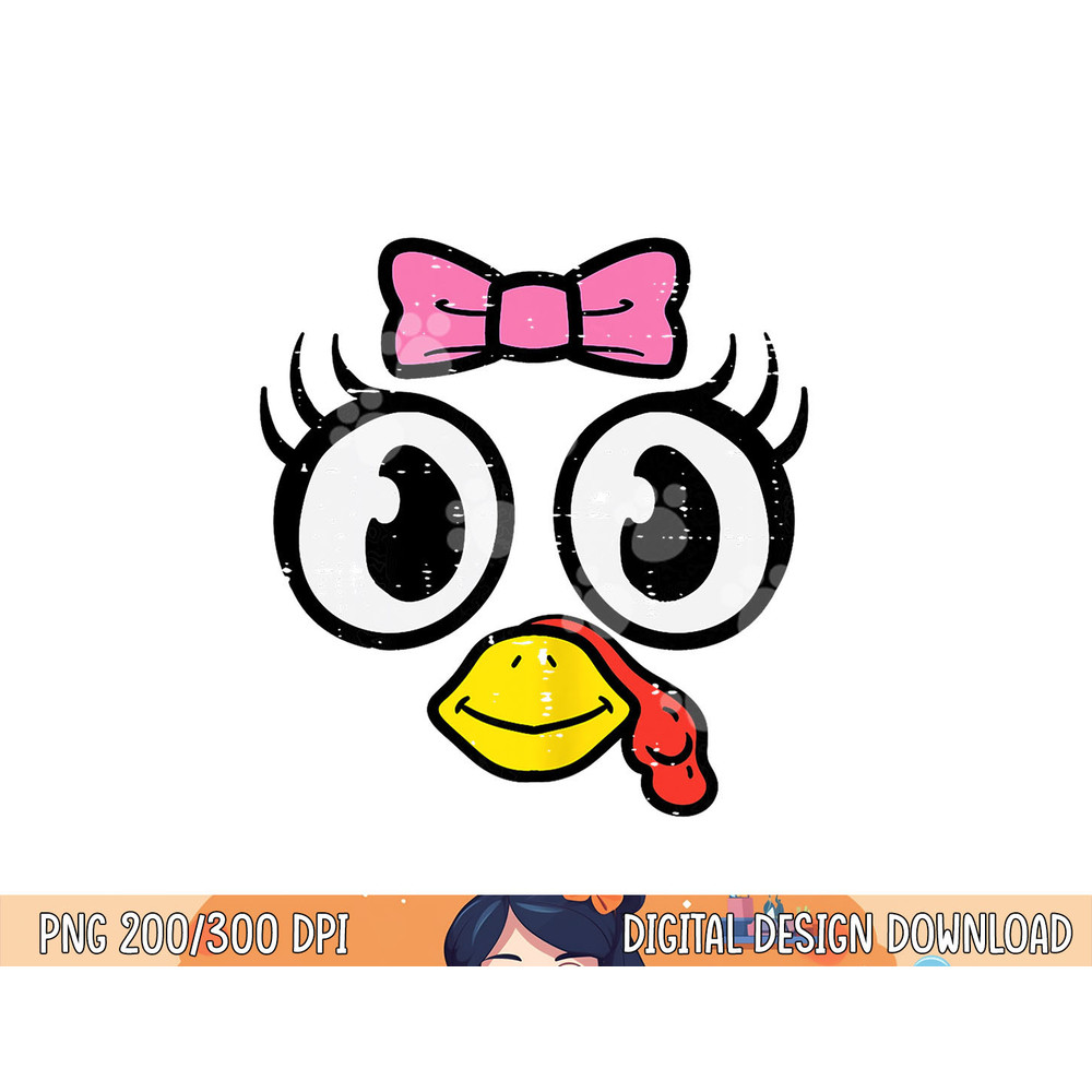 Turkey Face Ribbon Cute Happy Thanksgiving Women Girls Kids png, sublimation copy.jpg