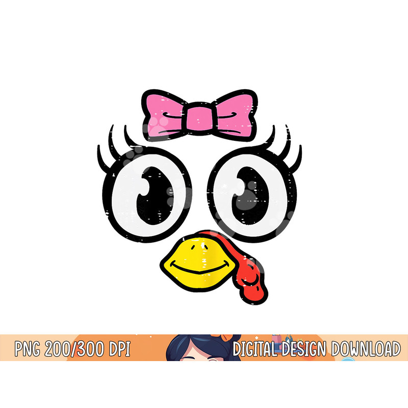 Turkey Face Ribbon Cute Happy Thanksgiving Women Girls Kids png, sublimation copy.jpg