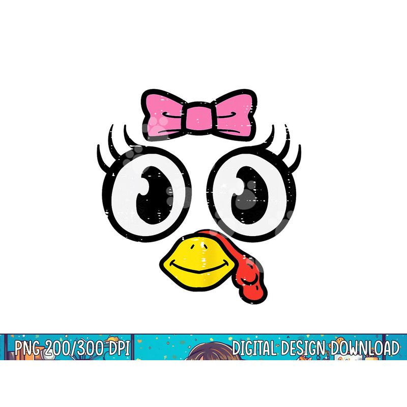 Turkey Face Ribbon Cute Happy Thanksgiving Women Girls Kids png, sublimation copy.jpg