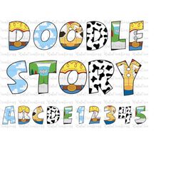 alphabet bundle svg, toy letters, numbers svg, doodle letters alphabet font, download digital file