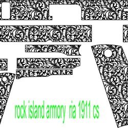 1911 rock island armory full seamless floral hawaii-themed scroll pattern svg laser engraving, cnc cutting vector file