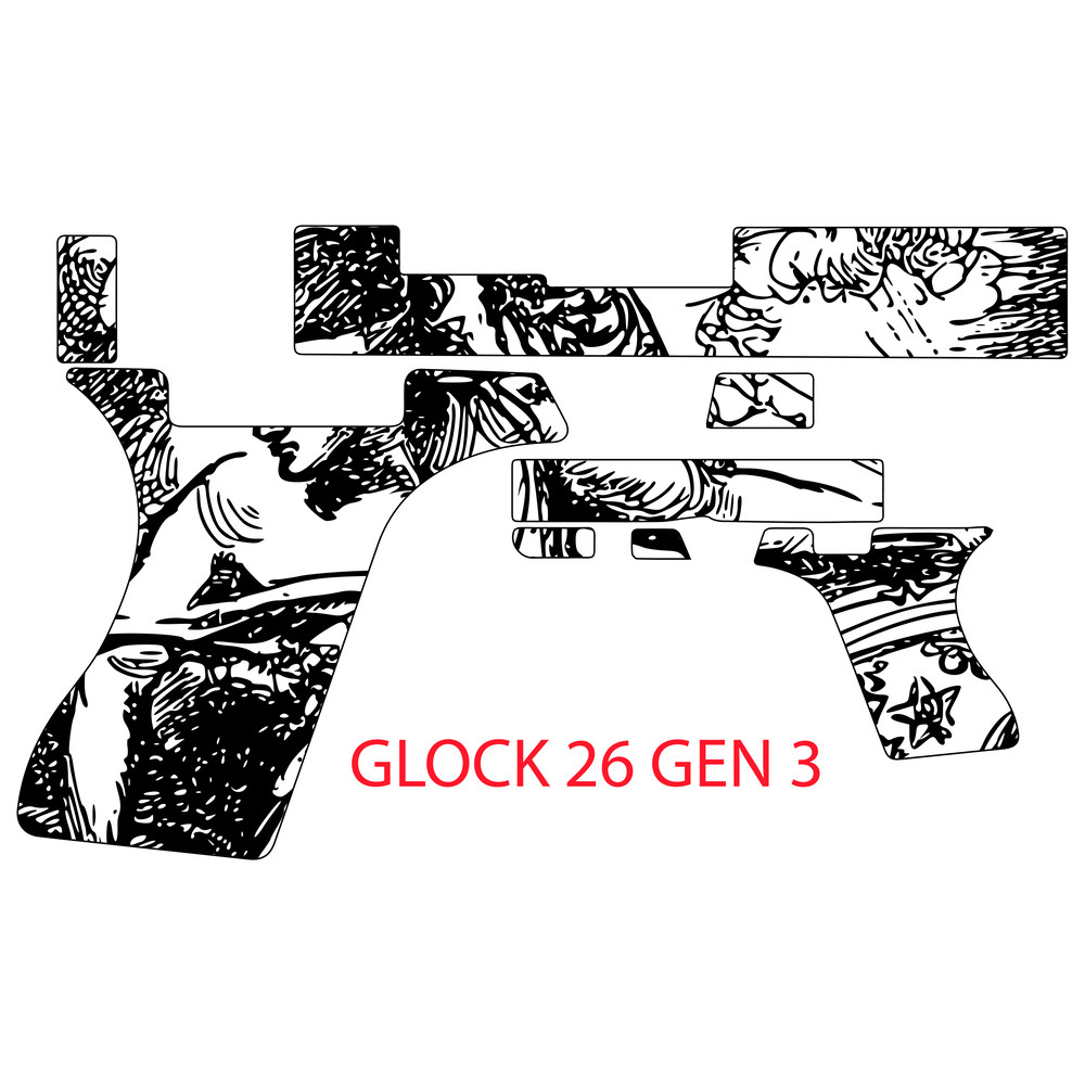 Glock 26 Gen 3 Hand Gun Design abstract pattern svg laser Engraving, cnc cutting vector file.jpg