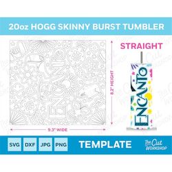 encanto burst tumbler template, seamless design | 20oz straight skinny tumbler | cut file svg png dxf jpg | sublimation