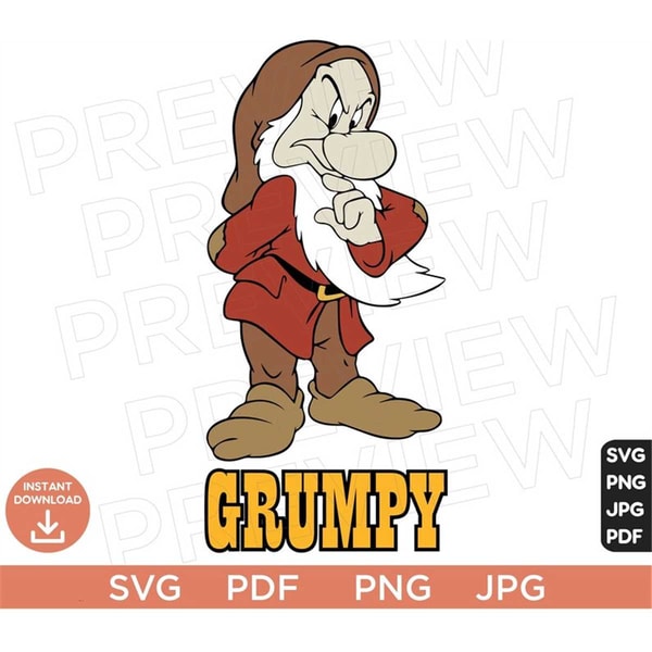 Snow White and the Seven Dwarfs SVG, Grumpy Dwarfs Svg , Dis | Inspire ...