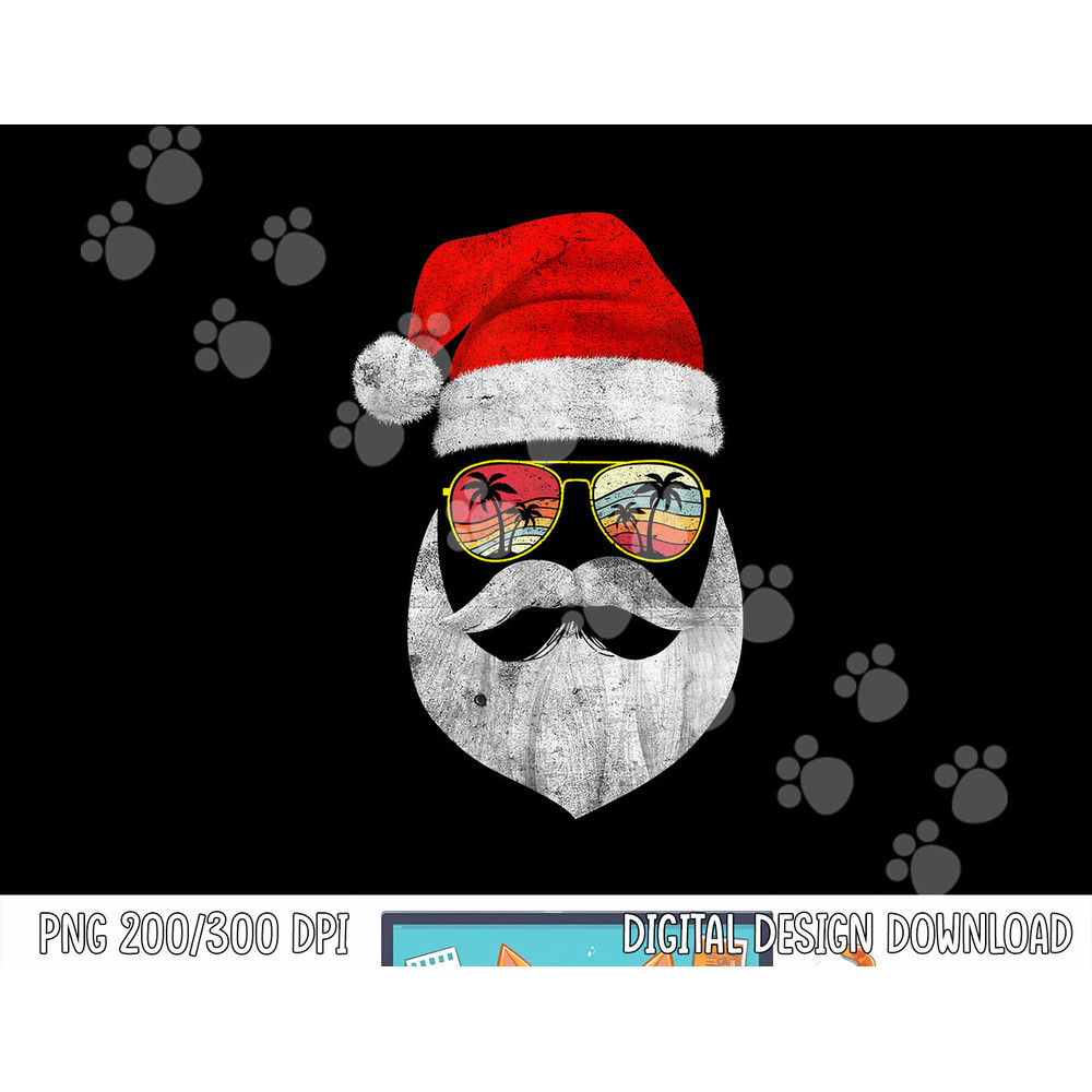 Vintage Christmas In July Santa Face Sunglasses Hat Beard png, sublimation copy.jpg