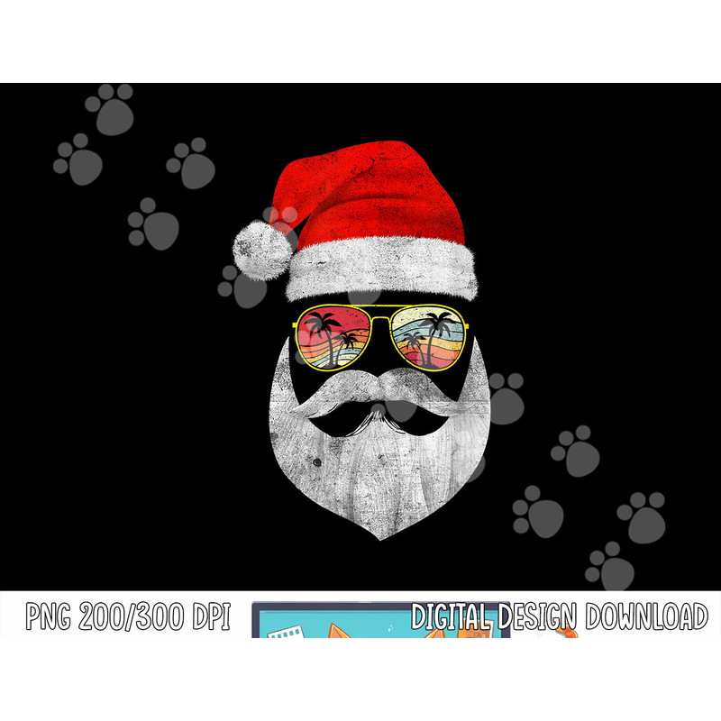 Vintage Christmas In July Santa Face Sunglasses Hat Beard png, sublimation copy.jpg