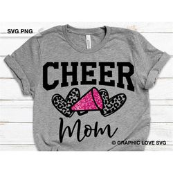 cheer mom svg, leopard cheerleader mom svg, glitter hot pink, leopard hearts, cheetah cheerleader mom png, cheer mom shi