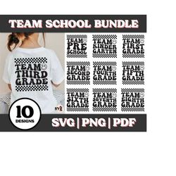 retro team grade svg bundle, back to school svg bundle retro, first day of school, team 2nd grade, 3rd, 4th, 5th, school