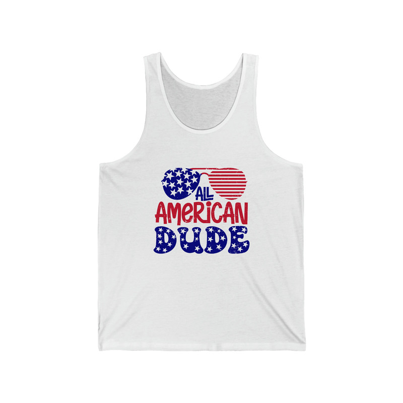 All American Dude Graphic Tank 4th of July Dad Family Shirt Matching Independence Day Guy Tank Top Daddy & Me USA Flag Red White Blue - 1.jpg