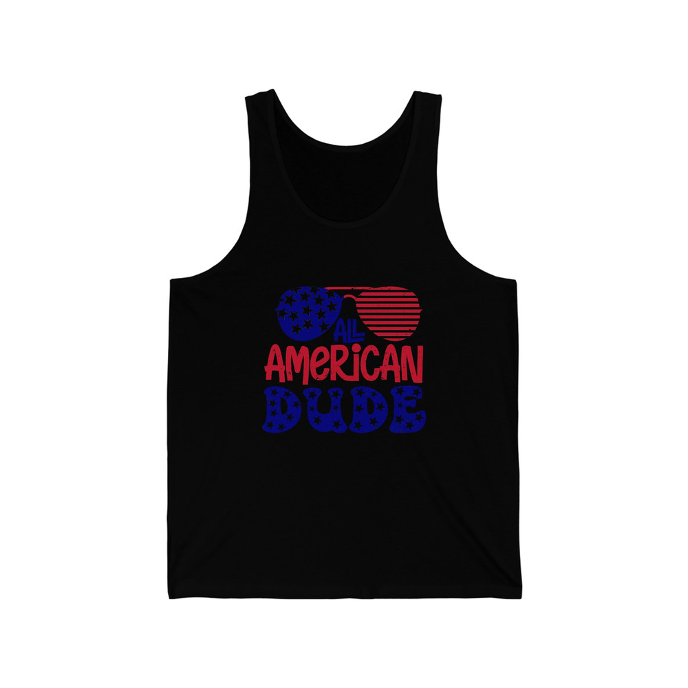 All American Dude Graphic Tank 4th of July Dad Family Shirt Matching Independence Day Guy Tank Top Daddy & Me USA Flag Red White Blue - 4.jpg