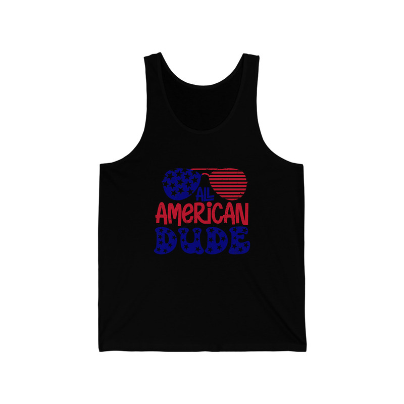All American Dude Graphic Tank 4th of July Dad Family Shirt Matching Independence Day Guy Tank Top Daddy & Me USA Flag Red White Blue - 4.jpg