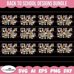 it's me hi i'm the back to school svg bundle, retro back to school svg, first day of school svg, teacher svg, counselor