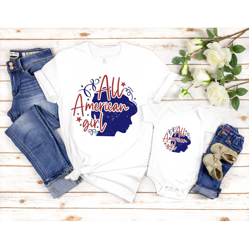 All American Girl Baby Graphic Bodysuit 4th of July Infant Shirt Independence Day Womens Freedom Shirt USA Flag Red White Blue Live Free - 1.jpg