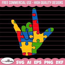 asl love sign language svg, autism svg, autism awareness svg, autism mom svg, autism puzzle svg, puzzle piece svg, autis