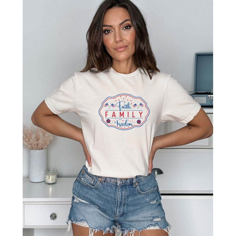 Faith Family Freedom Soft Style Tshirt for Her or Him 4th of July Shirt Christian Patriotic Independence Day Tees for Pastors Wife - 1.jpg
