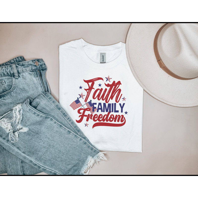Faith Family Freedom Soft Style Tshirt for Her or Him 4th of July Shirt Patriotic Christian Independence Day Tees for Pastors Wife Godly Tee - 1.jpg