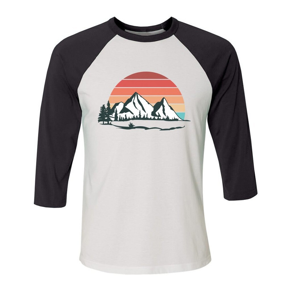 Mountain Sunset 34 Sleeve Baseball Tee Bella and Canvas 3200 Unisex Shirt Womens Nature Mens Long Sleeve Graphic - 2.jpg