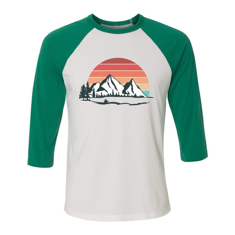 Mountain Sunset 34 Sleeve Baseball Tee Bella and Canvas 3200 Unisex Shirt Womens Nature Mens Long Sleeve Graphic - 3.jpg