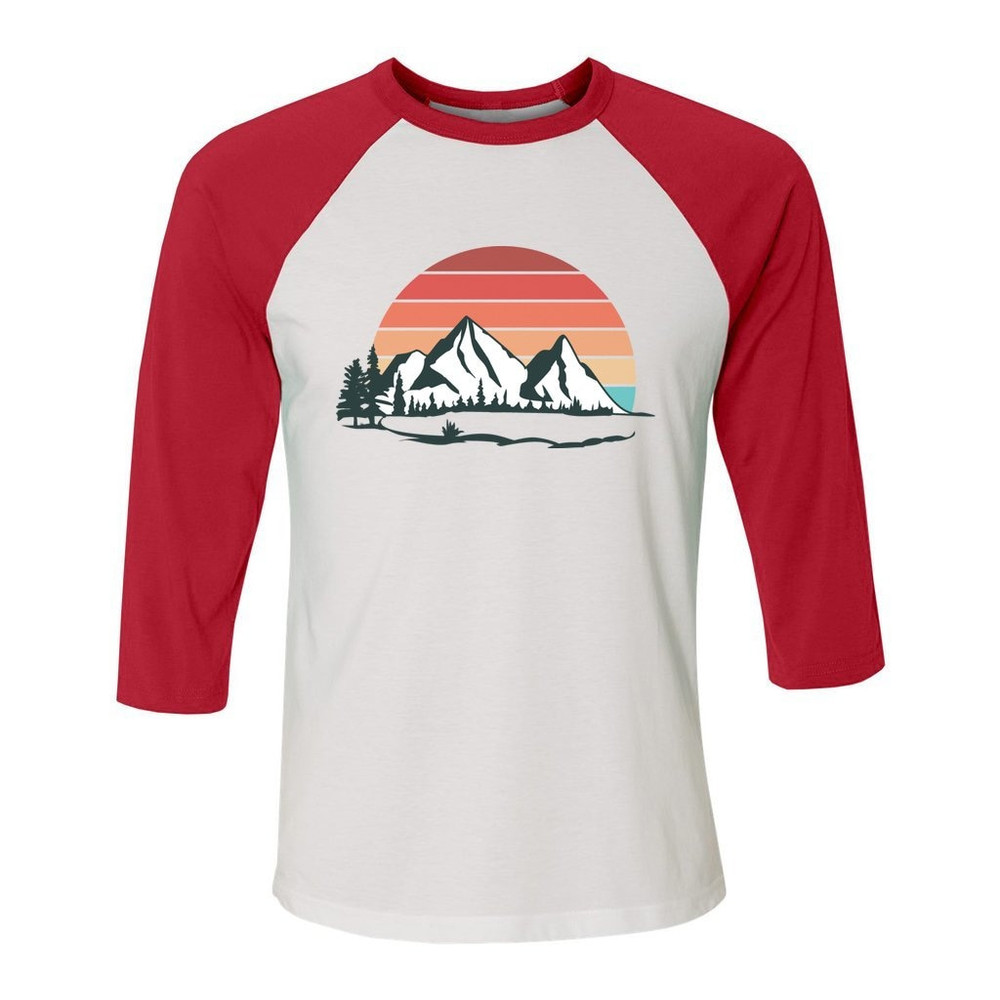 Mountain Sunset 34 Sleeve Baseball Tee Bella and Canvas 3200 Unisex Shirt Womens Nature Mens Long Sleeve Graphic - 5.jpg