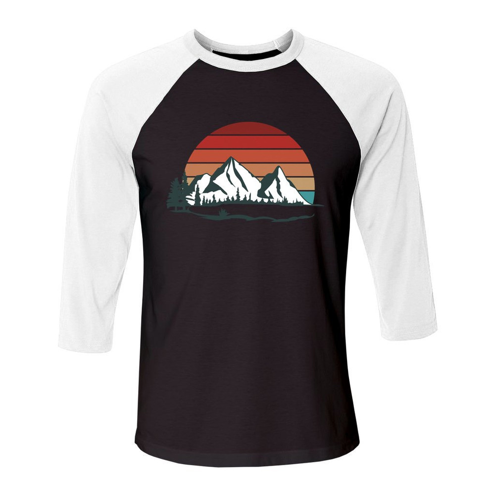 Mountain Sunset 34 Sleeve Baseball Tee Bella and Canvas 3200 Unisex Shirt Womens Nature Mens Long Sleeve Graphic - 6.jpg