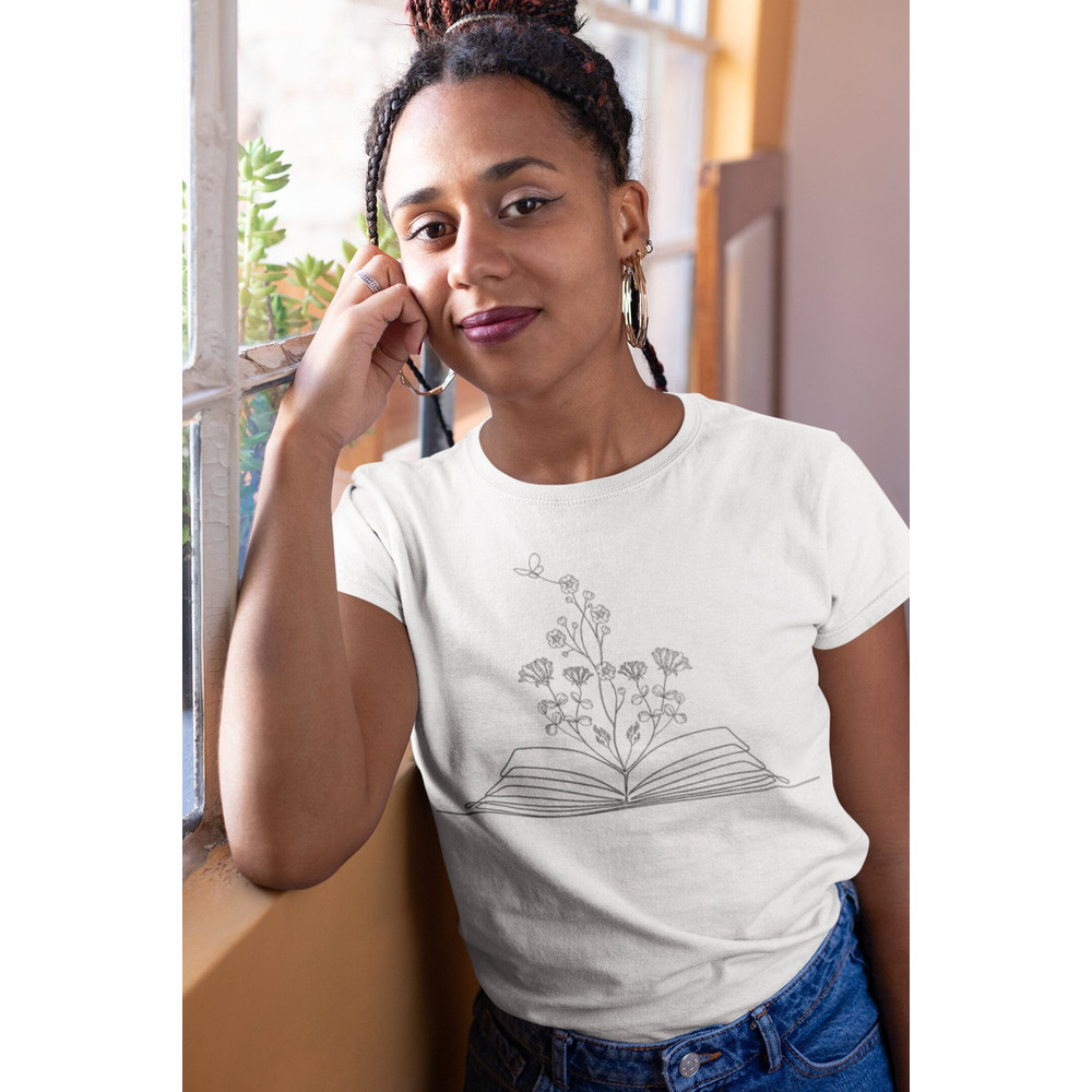 Open Book T-Shirt  Open Book Tee  Minimalistic  Hand Drawn T-Shirt  Woman T-Shirt - 1.jpg