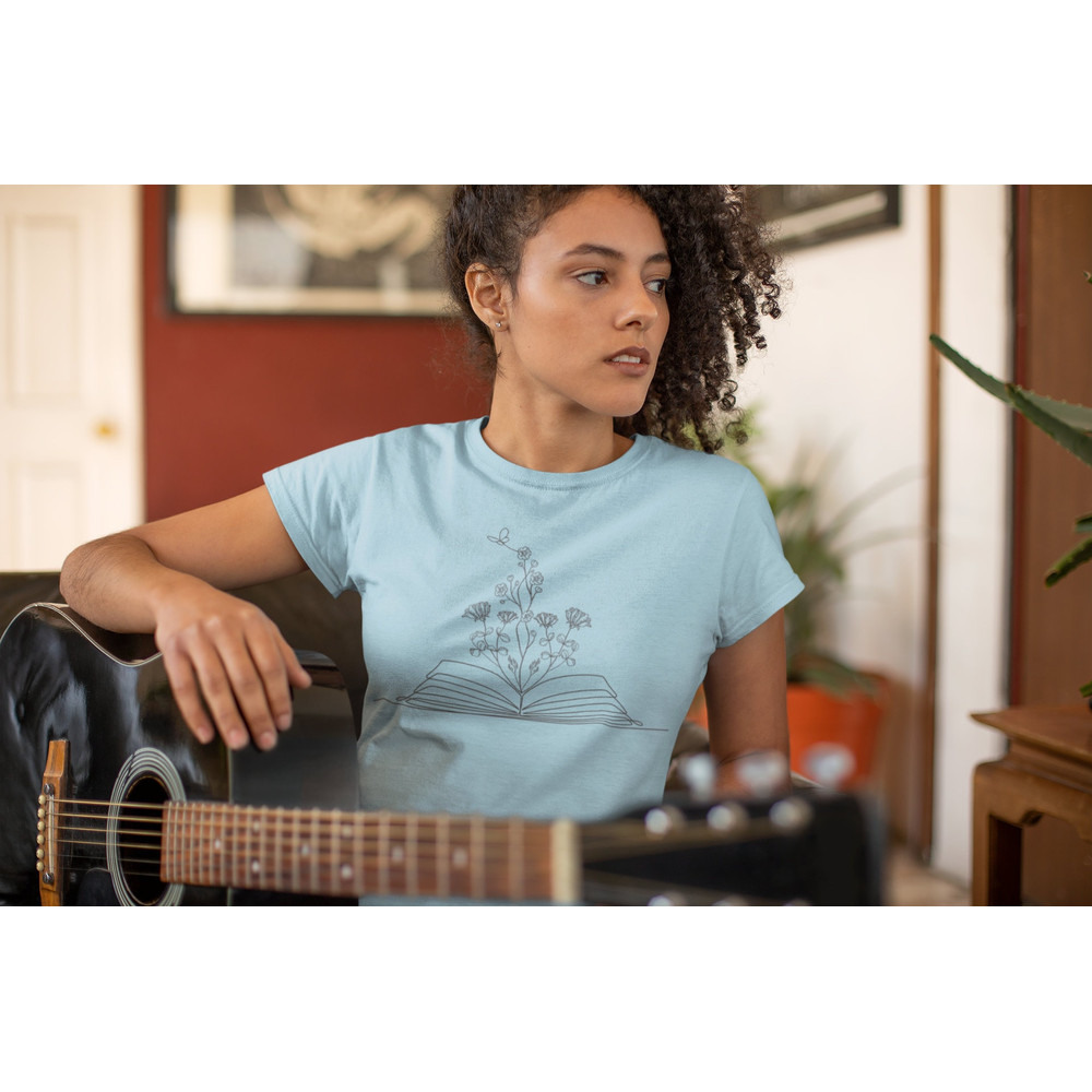 Open Book T-Shirt  Open Book Tee  Minimalistic  Hand Drawn T-Shirt  Woman T-Shirt - 3.jpg