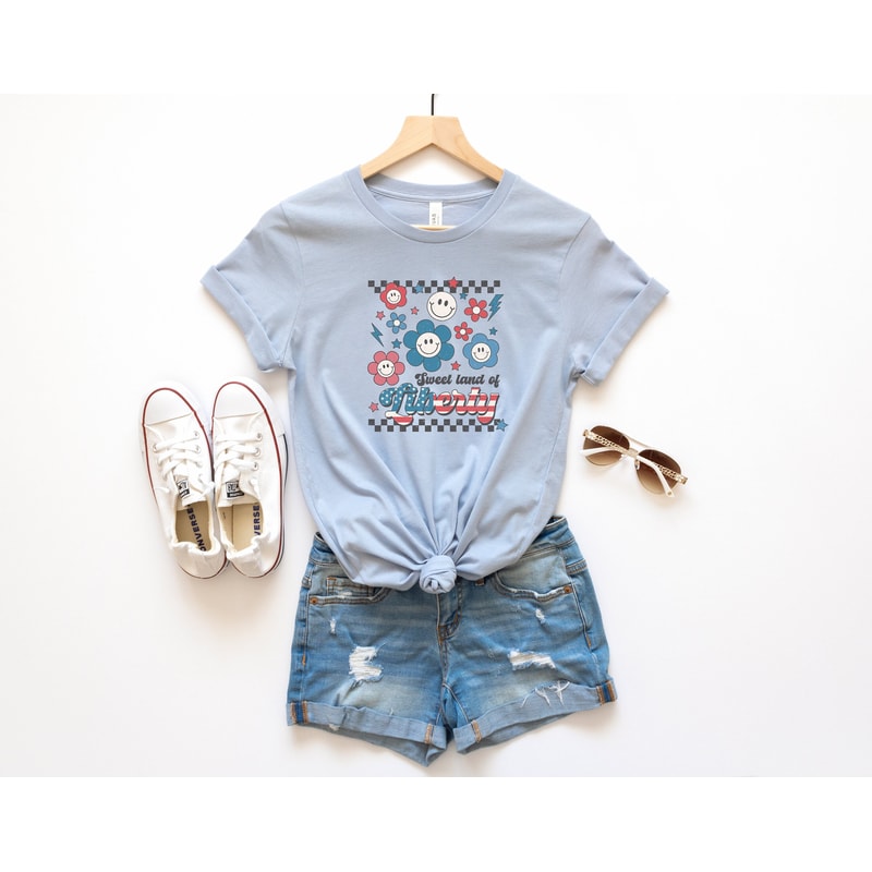 Retro Americana Tee 4th of July Sweet Land of Liberty Tshirt Independence Day Miss Americana Vintage USA Freedom T-shirt American Live Free - 1.jpg