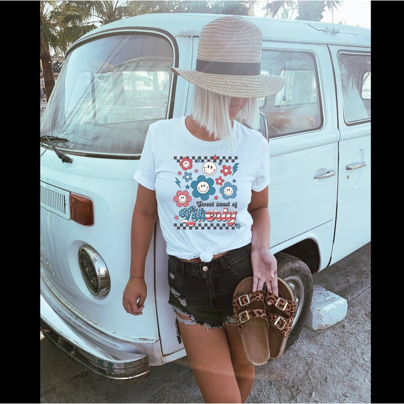 Retro Americana Tee 4th of July Sweet Land of Liberty Tshirt Independence Day Miss Americana Vintage USA Freedom T-shirt American Live Free - 4.jpg