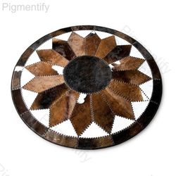 handmade leather cowhide round rugs | cow skin carpet | patchwork round rugs | hairon fur leather cowhide round rug