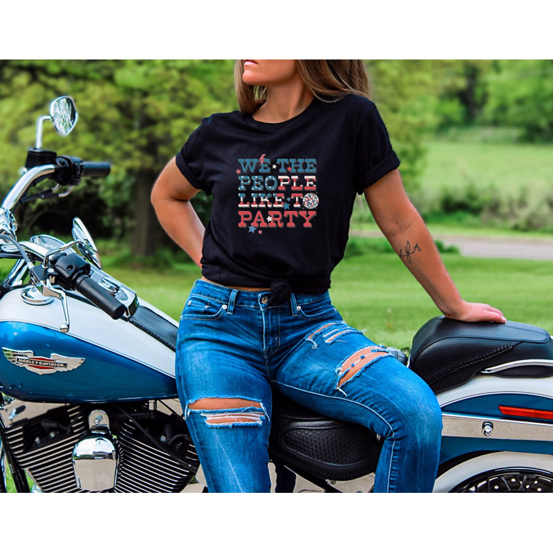Retro Americana Tee 4th of July We the People Like to Party Tshirt Independence Day Miss Americana Vintage Shirt USA Freedom Women Live Free - 2.jpg