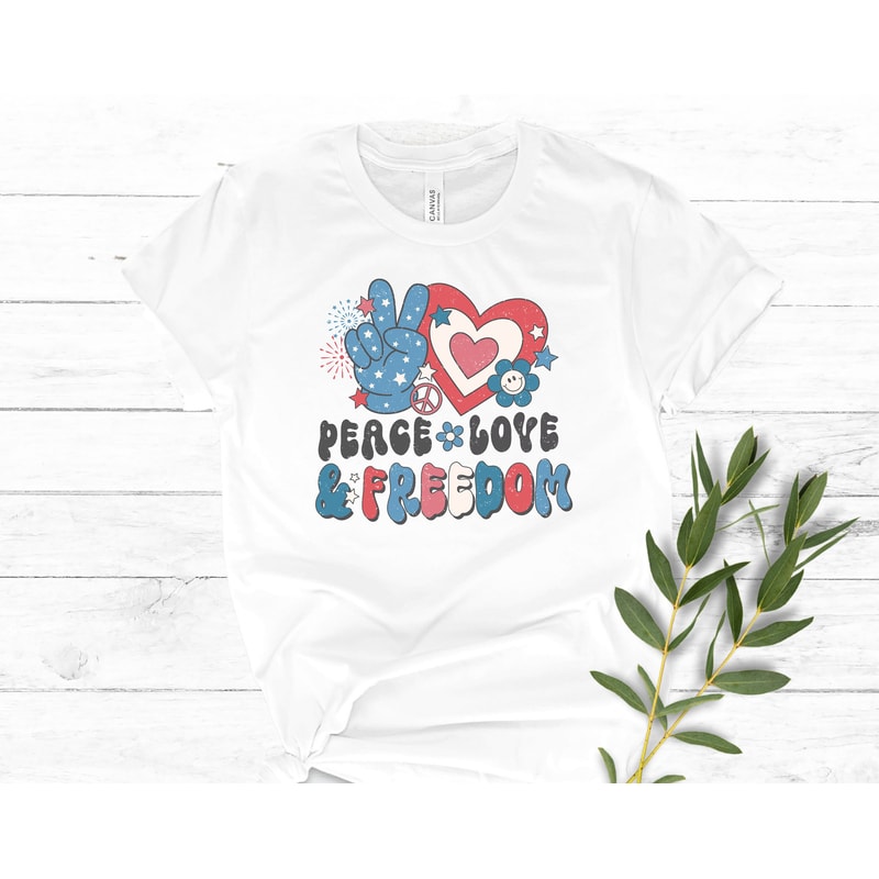 Retro Americana Tee Peace Love Freedom 4th of July Tshirt Independence Day Women's Vintage Shirt USA Groovy Red White Blue Live Free - 2.jpg