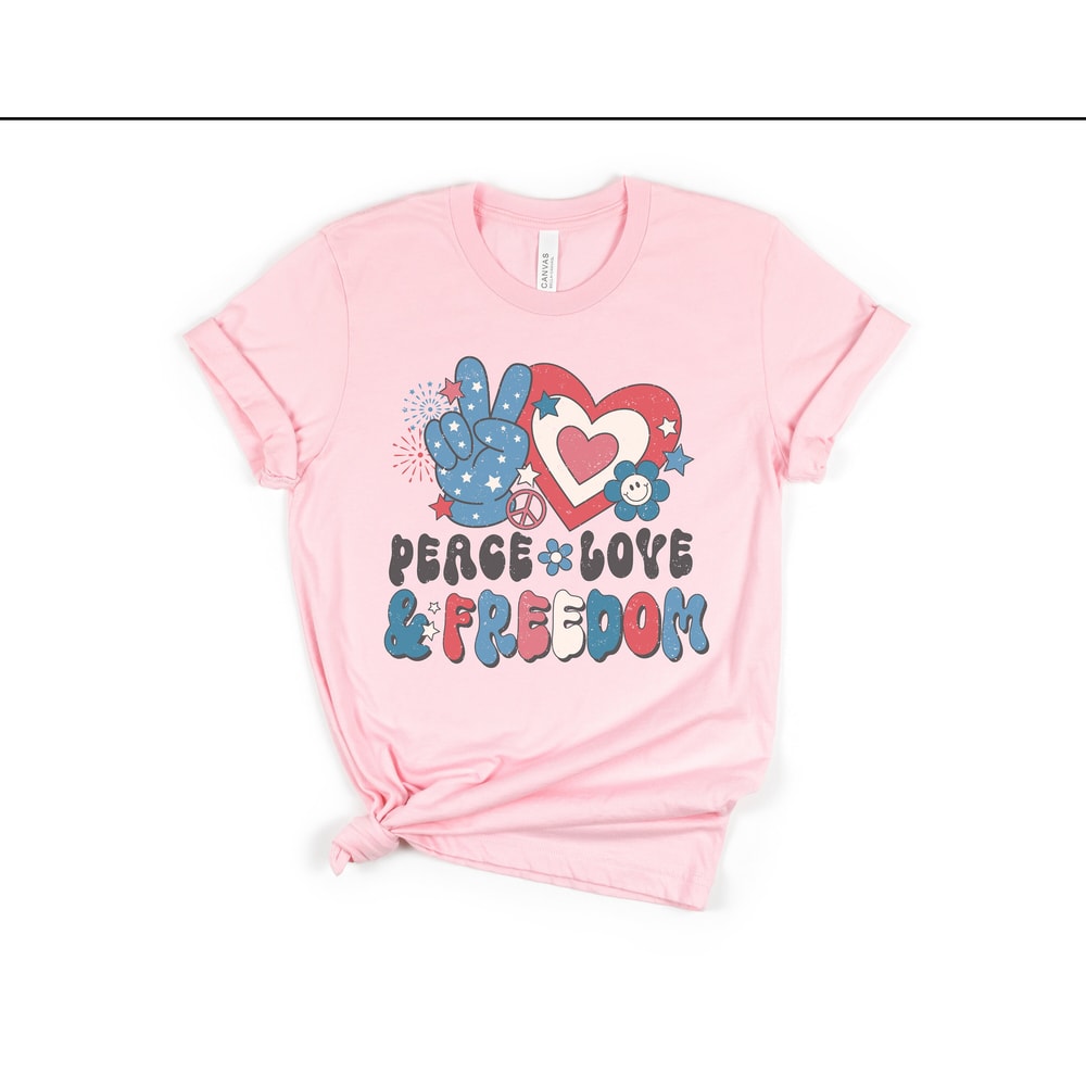 Retro Americana Tee Peace Love Freedom 4th of July Tshirt Independence Day Women's Vintage Shirt USA Groovy Red White Blue Live Free - 5.jpg