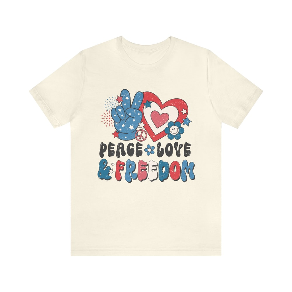 Retro Americana Tee Peace Love Freedom 4th of July Tshirt Independence Day Women's Vintage Shirt USA Groovy Red White Blue Live Free - 6.jpg
