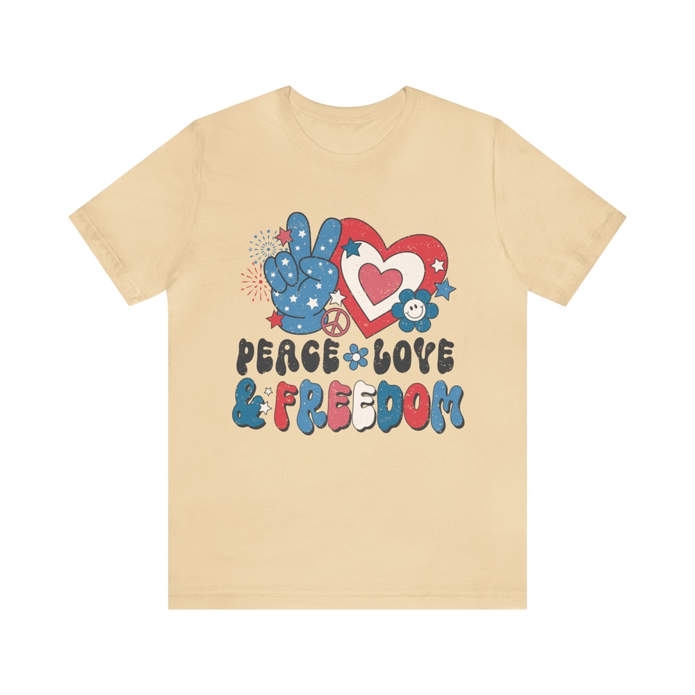 Retro Americana Tee Peace Love Freedom 4th of July Tshirt Independence Day Women's Vintage Shirt USA Groovy Red White Blue Live Free - 8.jpg