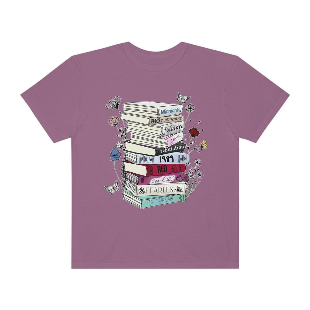 Taylor Swiftees The Eras Tour Tshirt Albums as Book Stack Art Flower Tee Swifties Speak Now Era Midnights Outfit Eras Tour Merch 1989 Lover - 5.jpg