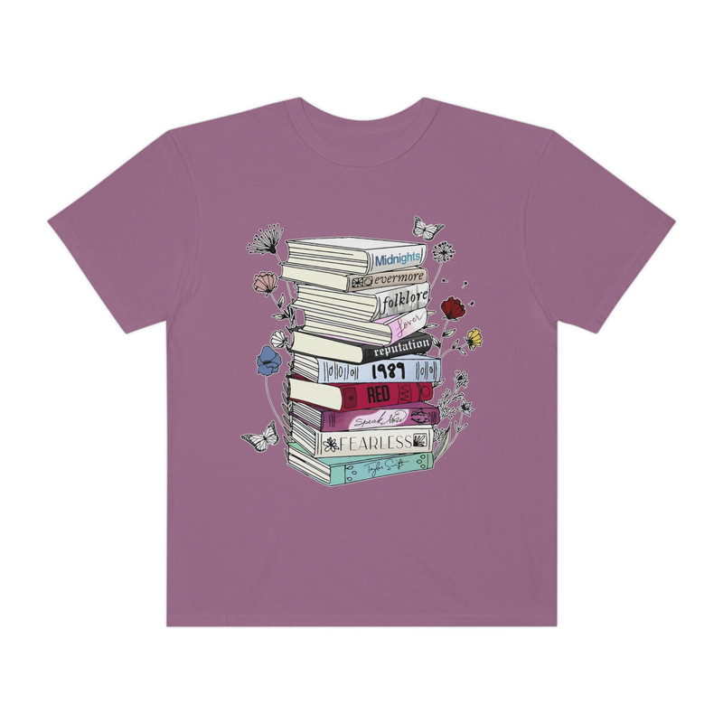 Taylor Swiftees The Eras Tour Tshirt Albums as Book Stack Art Flower Tee Swifties Speak Now Era Midnights Outfit Eras Tour Merch 1989 Lover - 5.jpg
