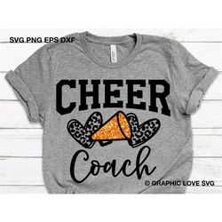 cheerleader coach svg, leopard glitter svg, cheerleader coach png, leopard cheer coach svg, basketball football team iro