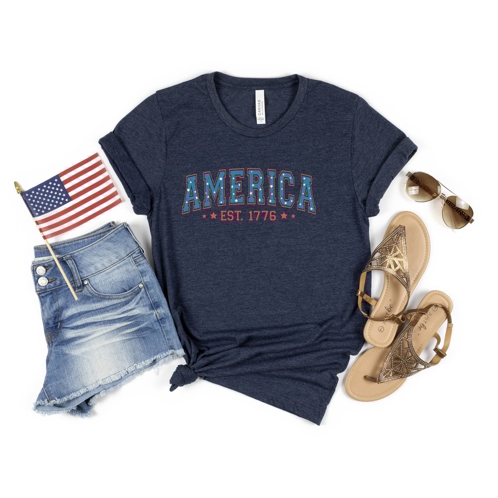 Unisex Retro Americana Tee 4th of July Tshirt America Est 1776 Independence Day Vintage Shirt USA Freedom Womens T-shirt Minimalist Mens - 1.jpg