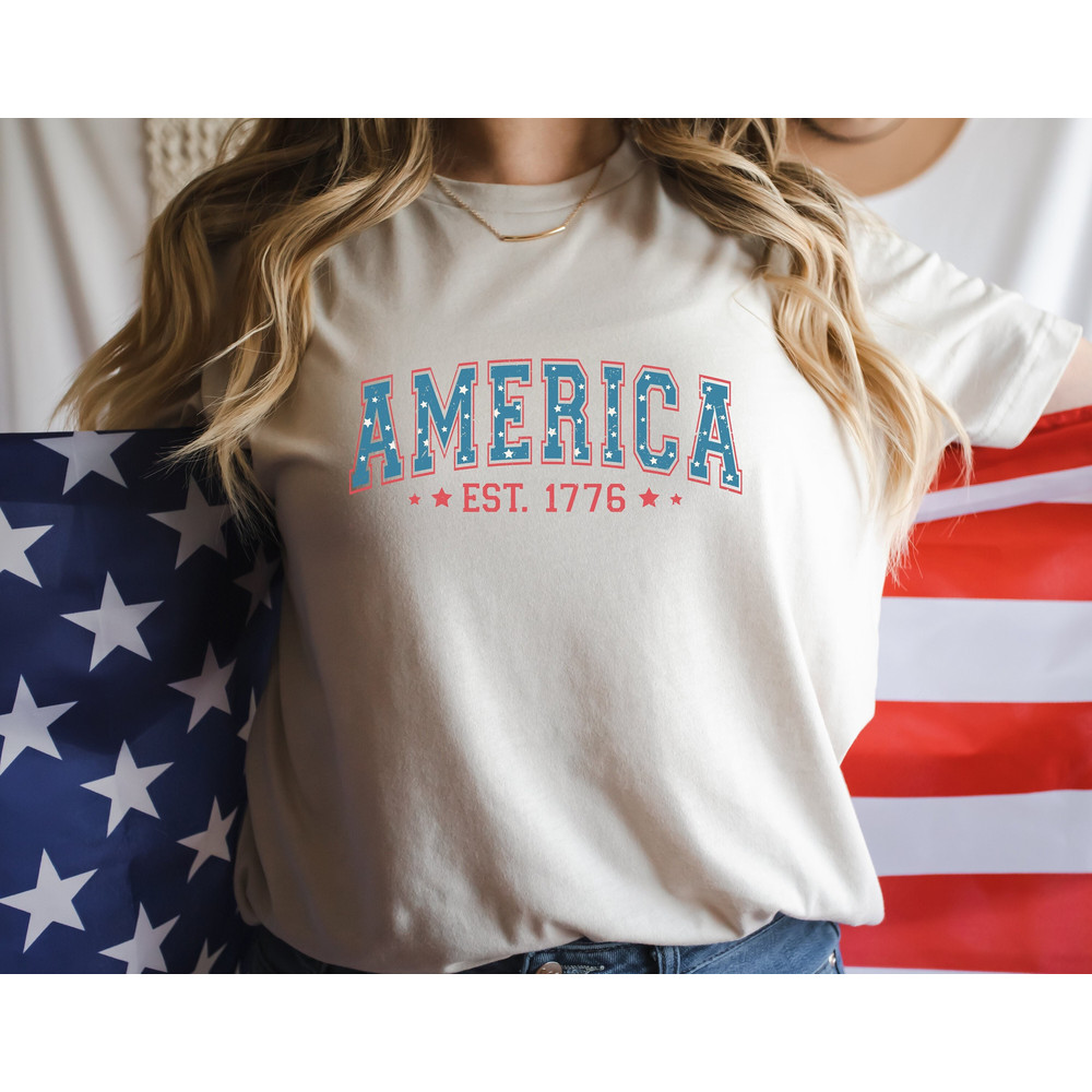 Unisex Retro Americana Tee 4th of July Tshirt America Est 1776 Independence Day Vintage Shirt USA Freedom Womens T-shirt Minimalist Mens - 5.jpg