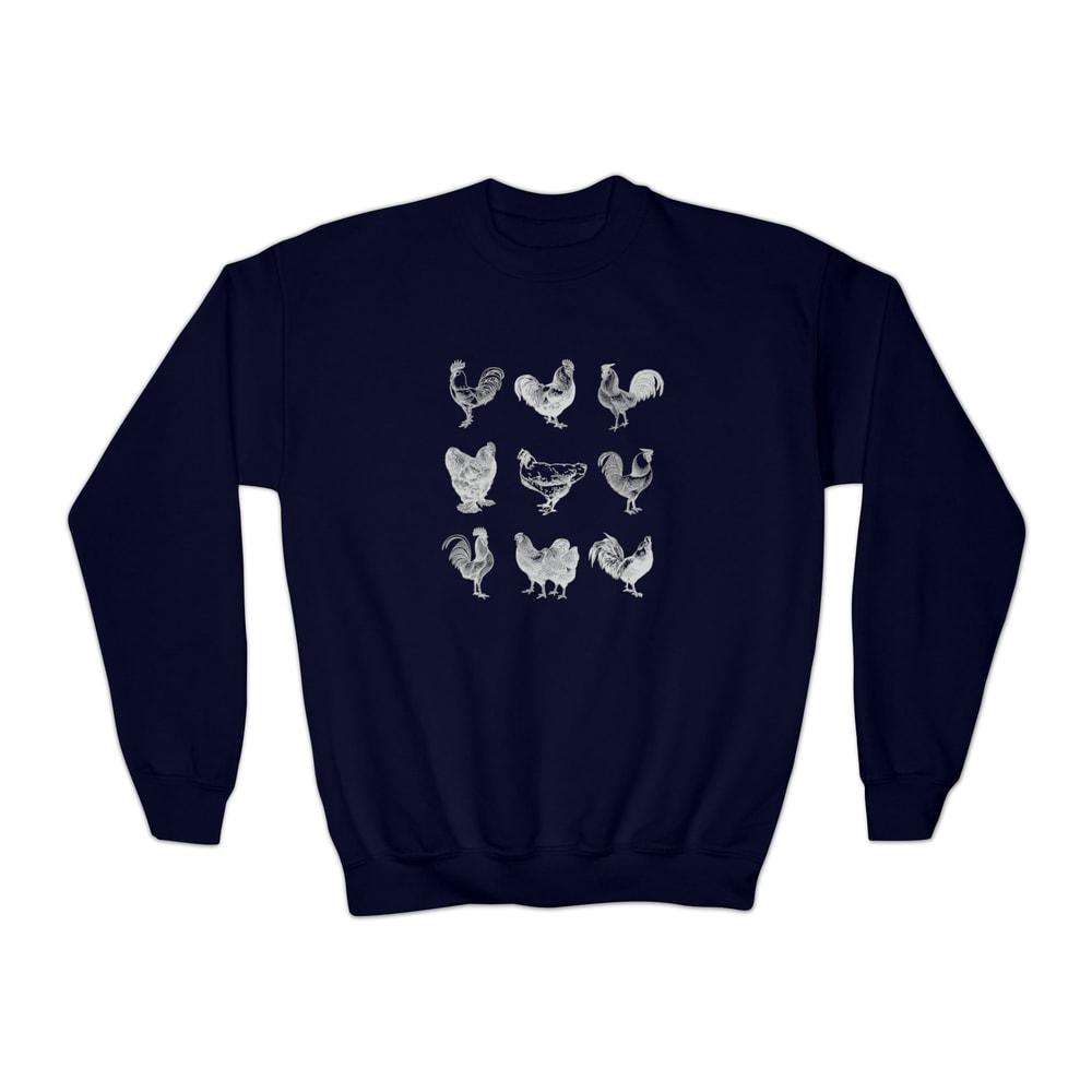 YOUTH Vintage Chickens Sweatshirt for Child Chicken Lover Long Sleeve Rustic Chicken Farm Life Kids Sweatshirt Vintage Barnyard Animals - 8.jpg
