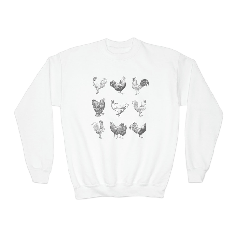YOUTH Vintage Chickens Sweatshirt for Child Chicken Lover Long Sleeve Rustic Chicken Farm Life Kids Sweatshirt Vintage Barnyard Animals - 9.jpg