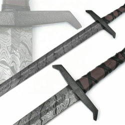 37 Inch Handmade Damascus Sharp Blade Hunting Warrior Sword with Metal Handle