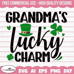 grandma's lucky charm svg, st patricks day svg, leprechaun svg, irish svg, shamrock svg, lucky svg, 4 leaf clover, paddy