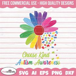 autism svg, choose kind autism awareness sunflower mom svg, autism awareness svg, svg files for cricut, autism ribbon sv