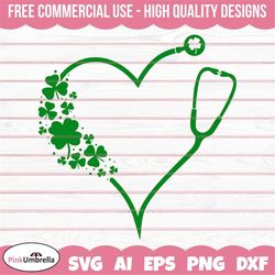 nurse st. patrick's day svg, stethoscope svg, shamrock stethoscope, st. patrick's day medical svg, nurse svg, gift for n