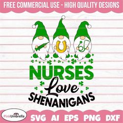 nurses love shenanigans gnome svg, st. patrick's day svg, clover svg, irish svg, leprechaun svg, shamrock svg, lucky svg