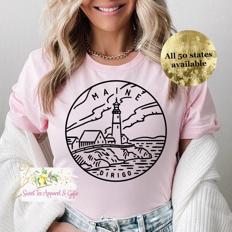 All 50 states available - State design t-shirt - Patriotic - Cute women's unisex shirt - Maine - Gift for her - Gift idea - 1.jpg