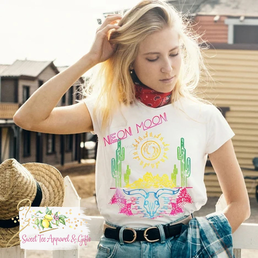Desert Neon t-shirt - Women's shirt - Neon style tshirt - Moon - Cute boutique tee - Gift for her - 2.jpg